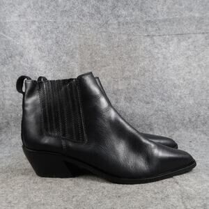 Asos Shoes Womens 9 Ankle Boot Chelsea Snip Toe Black Pull On Western Block Heel